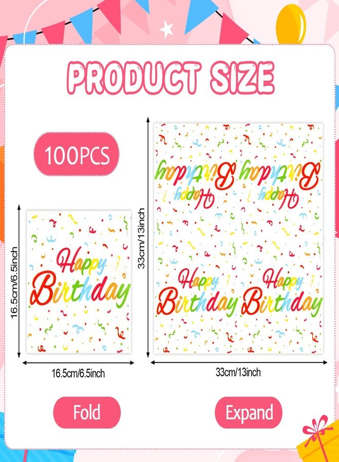JULMELON 100 Pcs Happy Birthday Napkins, 13 x 13 Inch Rainbow Birthday Cocktail Napkins with Colorful Dots Disposable Napkins for Kids Birthday, Baby Shower - Image 3